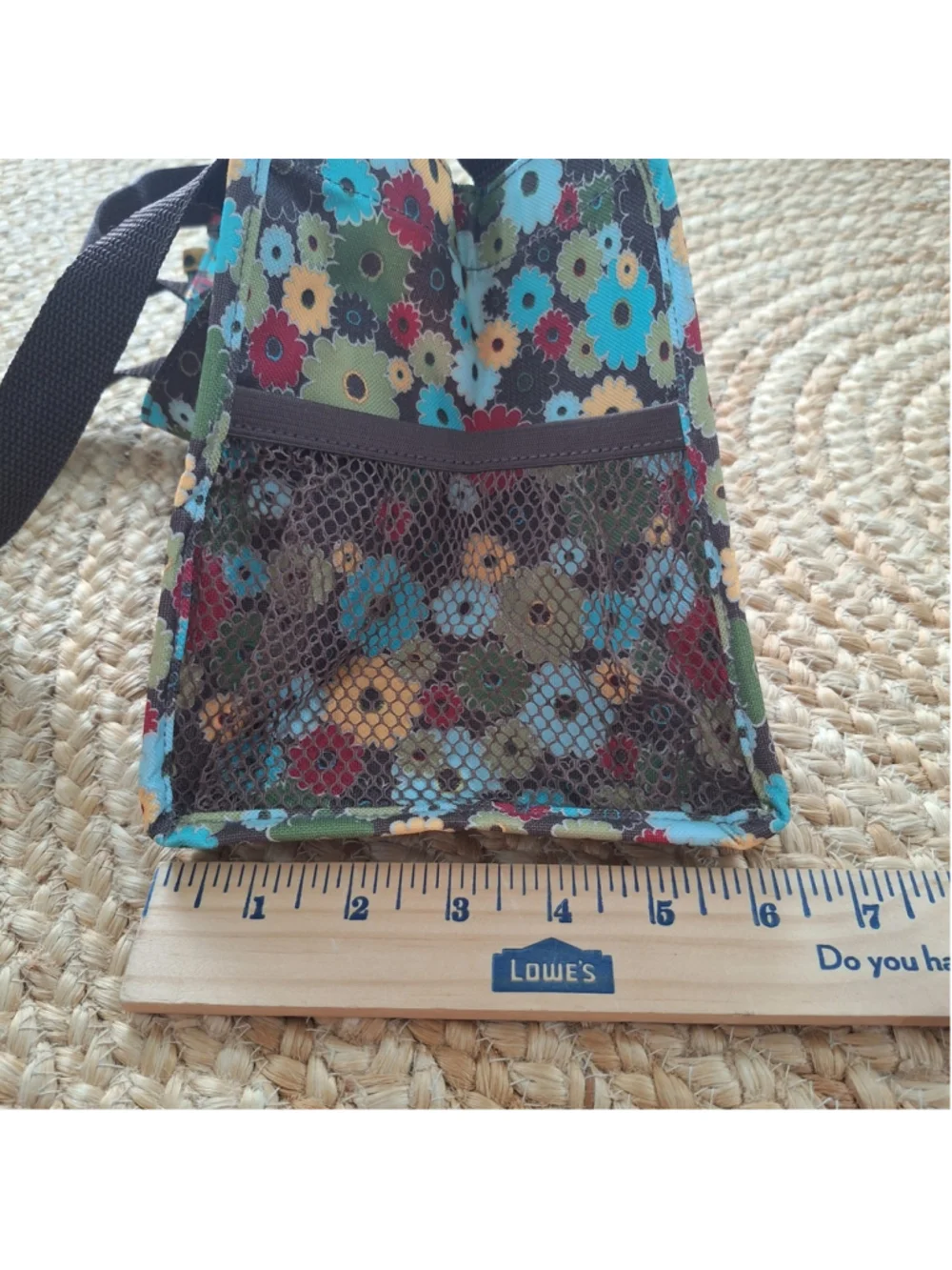 Thirty One Floral Daisy Print Small Utility Tote Bag Mesh Side Pockets
